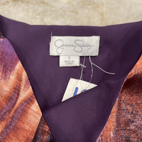 NEW Jessica Simpson Cap‎ Sleeve Baby Doll Dress Purple & Gold Size Small - Picture 6 of 10